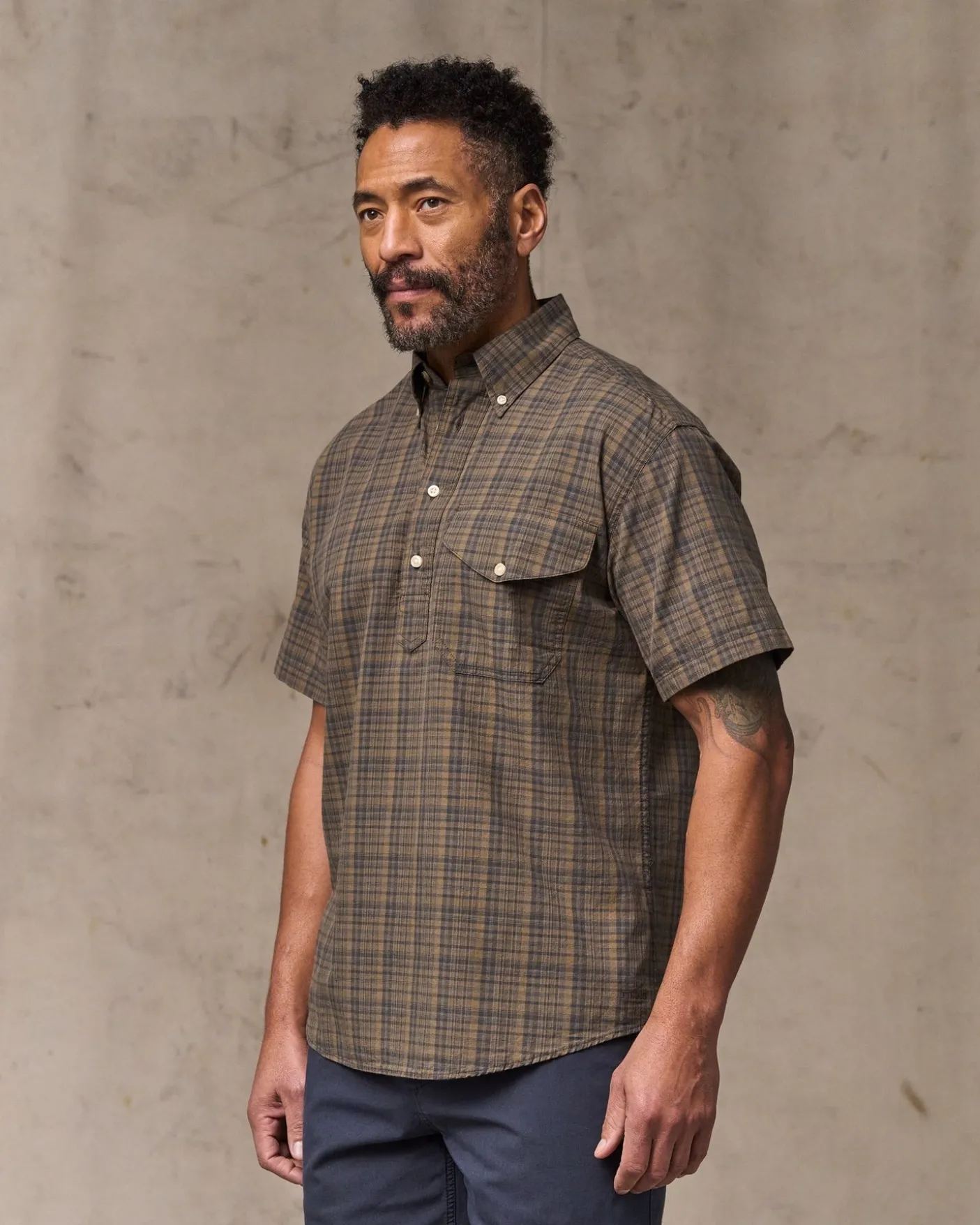 Short Sleeve Madras Popover Shirt