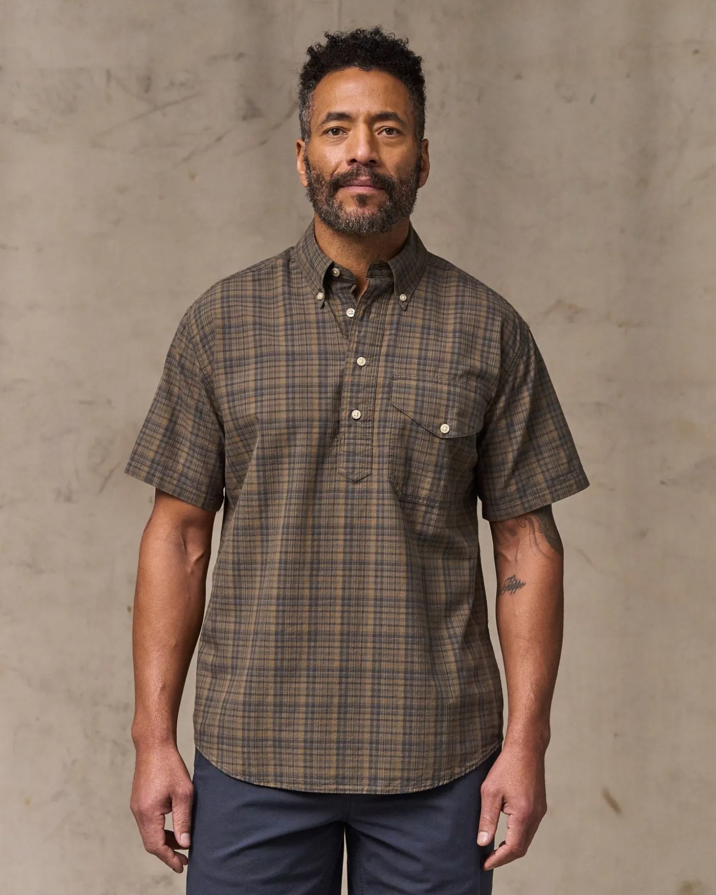 Short Sleeve Madras Popover Shirt