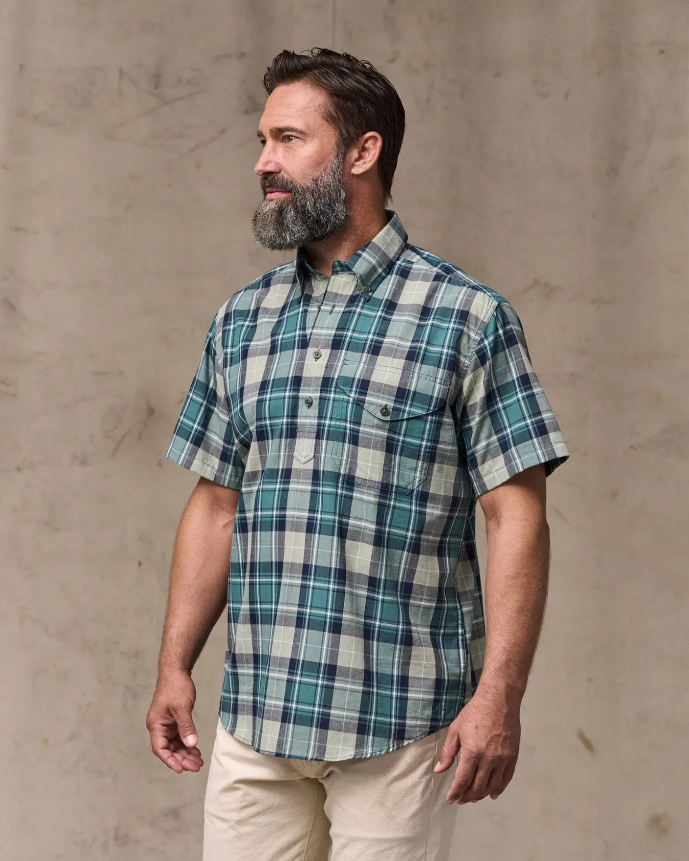 Short Sleeve Madras Popover Shirt