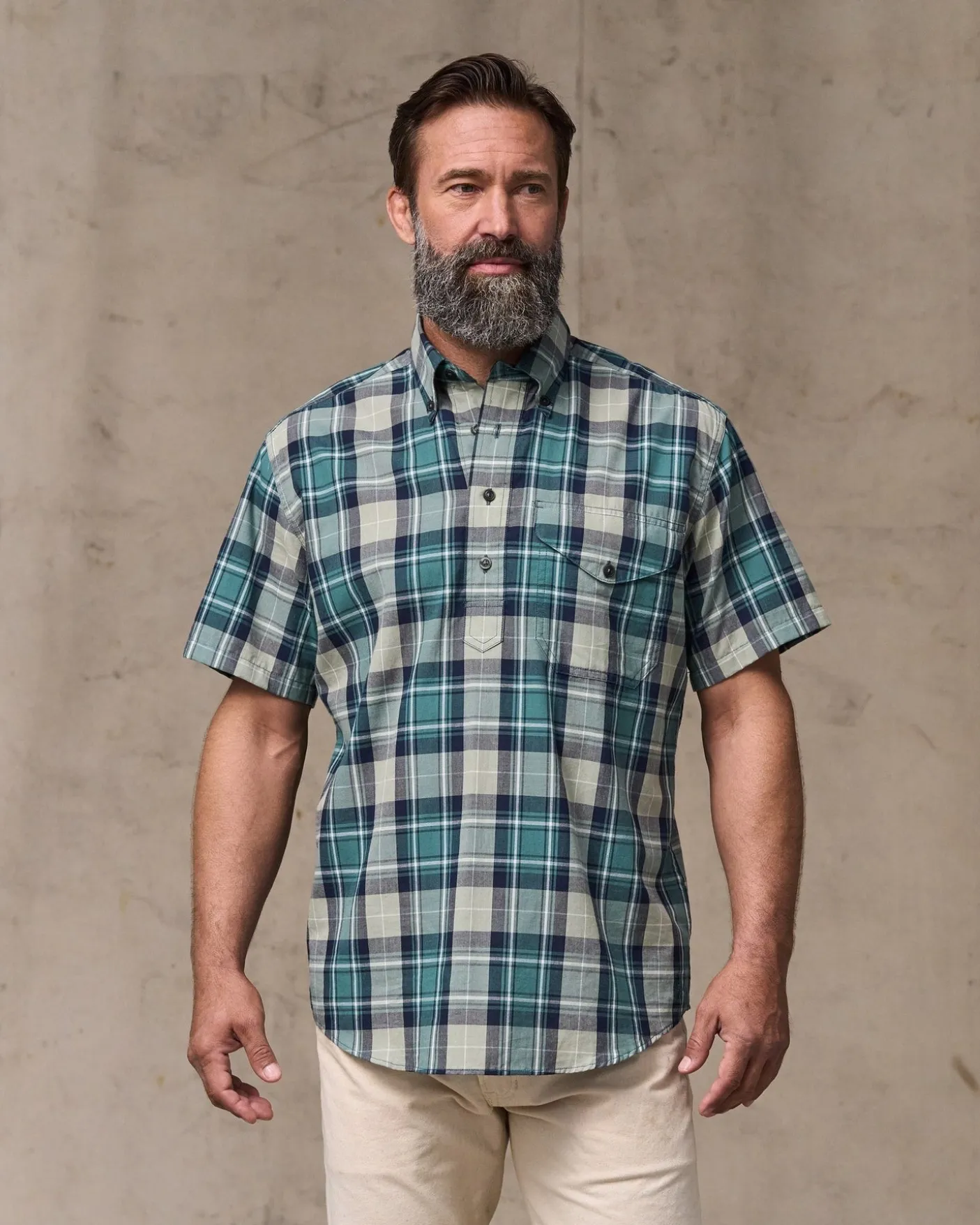 Short Sleeve Madras Popover Shirt