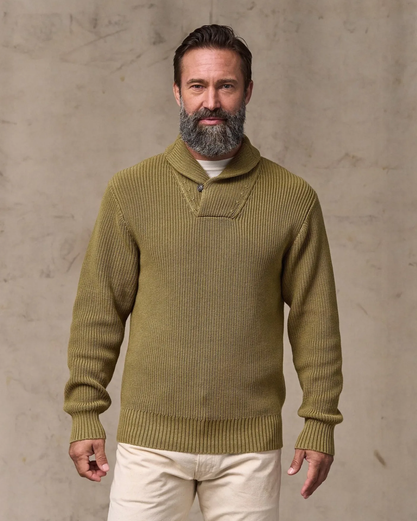 Vintage Cotton Shawl Neck Sweater
