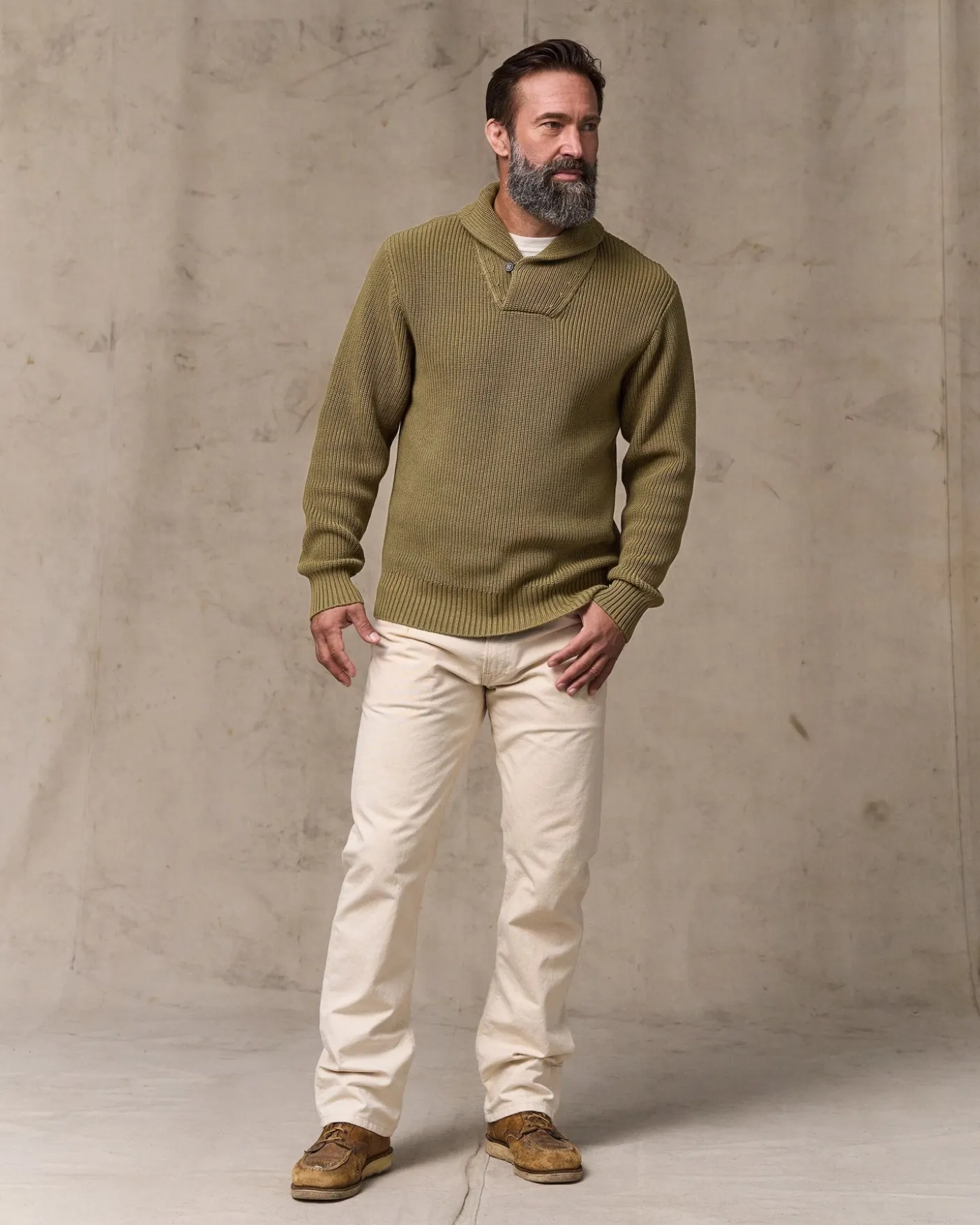 Vintage Cotton Shawl Neck Sweater