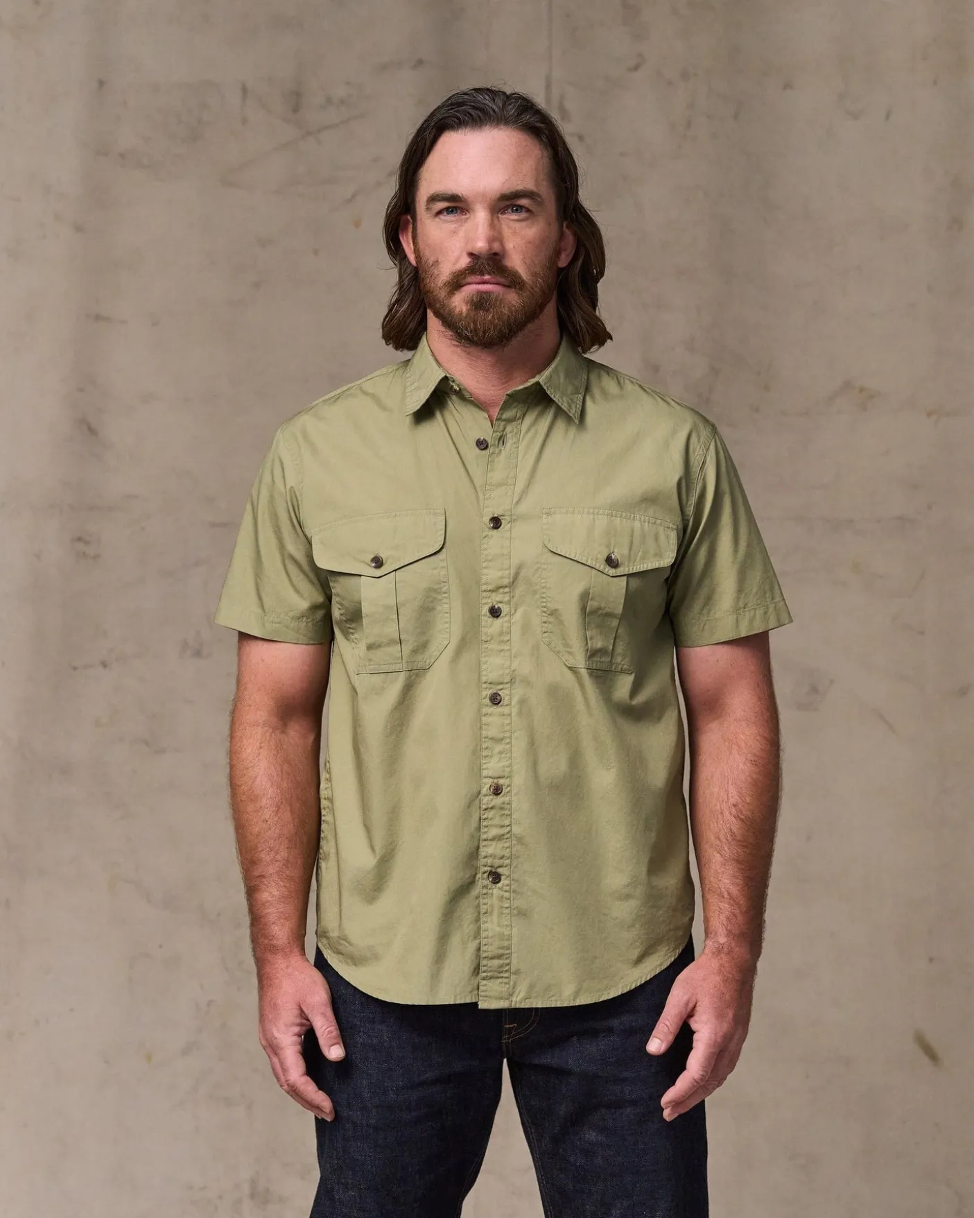 Washed Short Sleeve Feather Cloth Shirt
