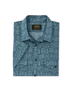 Washed Short Sleeve Feather Cloth Shirt