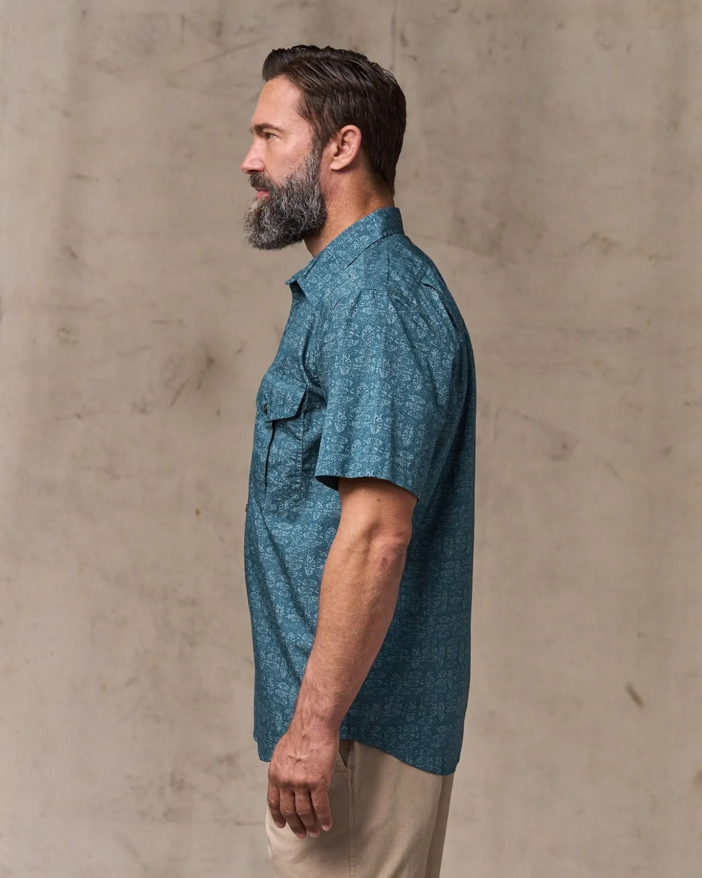 Washed Short Sleeve Feather Cloth Shirt