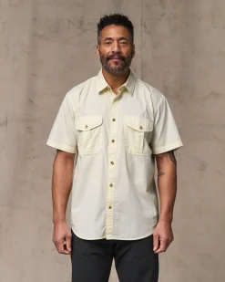 Washed Short Sleeve Feather Cloth Shirt