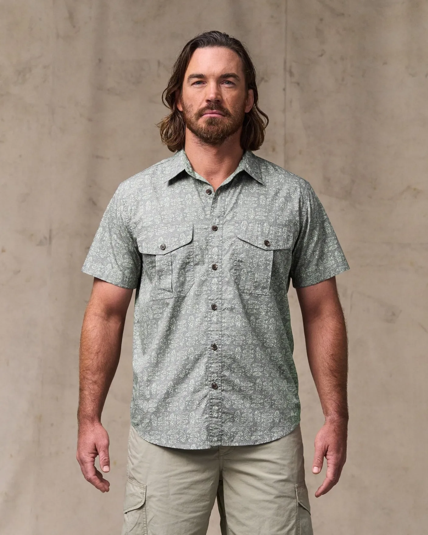 Washed Short Sleeve Feather Cloth Shirt