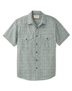 Washed Short Sleeve Feather Cloth Shirt