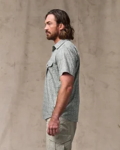 Washed Short Sleeve Feather Cloth Shirt