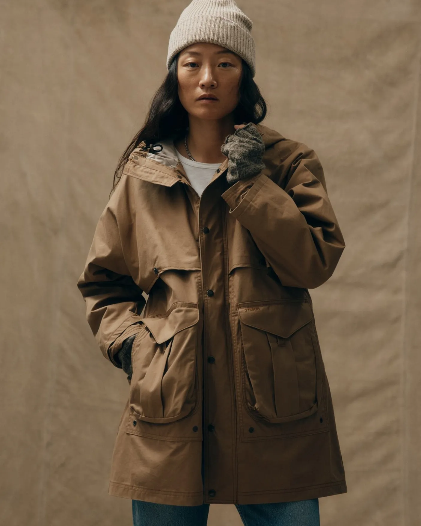 Women's Aviator Cloth Long Raincoat