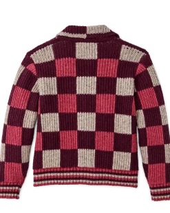 Women's Checkered Wool Cardigan