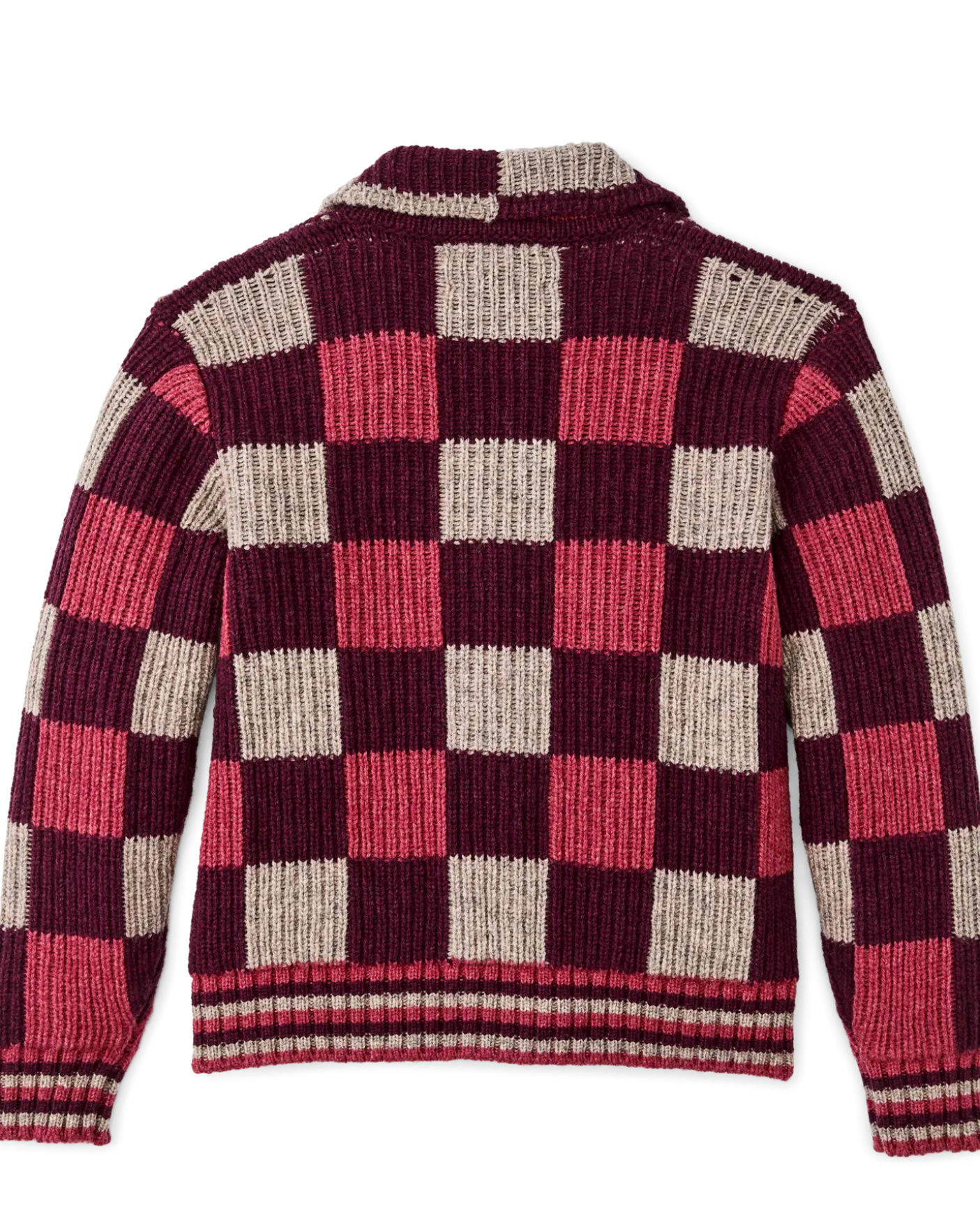 Women's Checkered Wool Cardigan