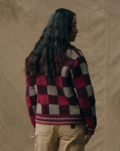 Women's Checkered Wool Cardigan