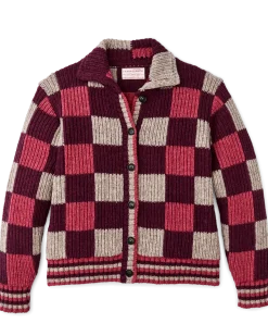 Women's Checkered Wool Cardigan