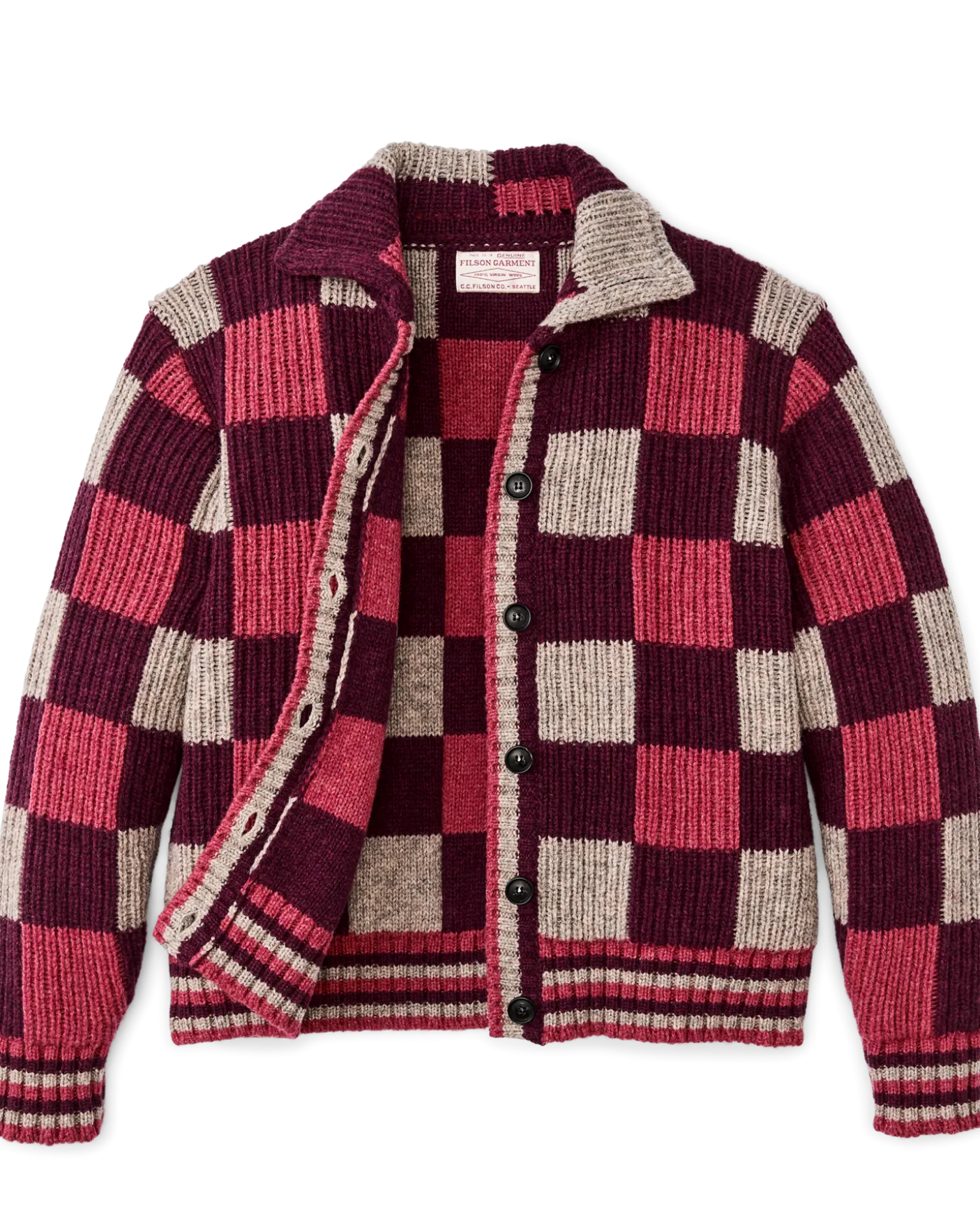 Women's Checkered Wool Cardigan