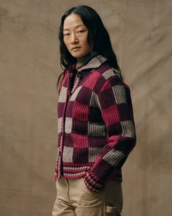 Women's Checkered Wool Cardigan