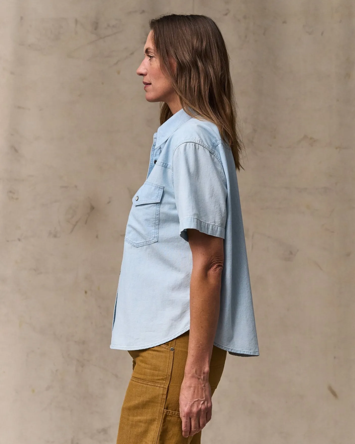 Women's Short Sleeve Chambray Western Shirt
