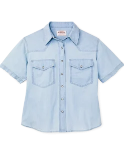 Women's Short Sleeve Chambray Western Shirt