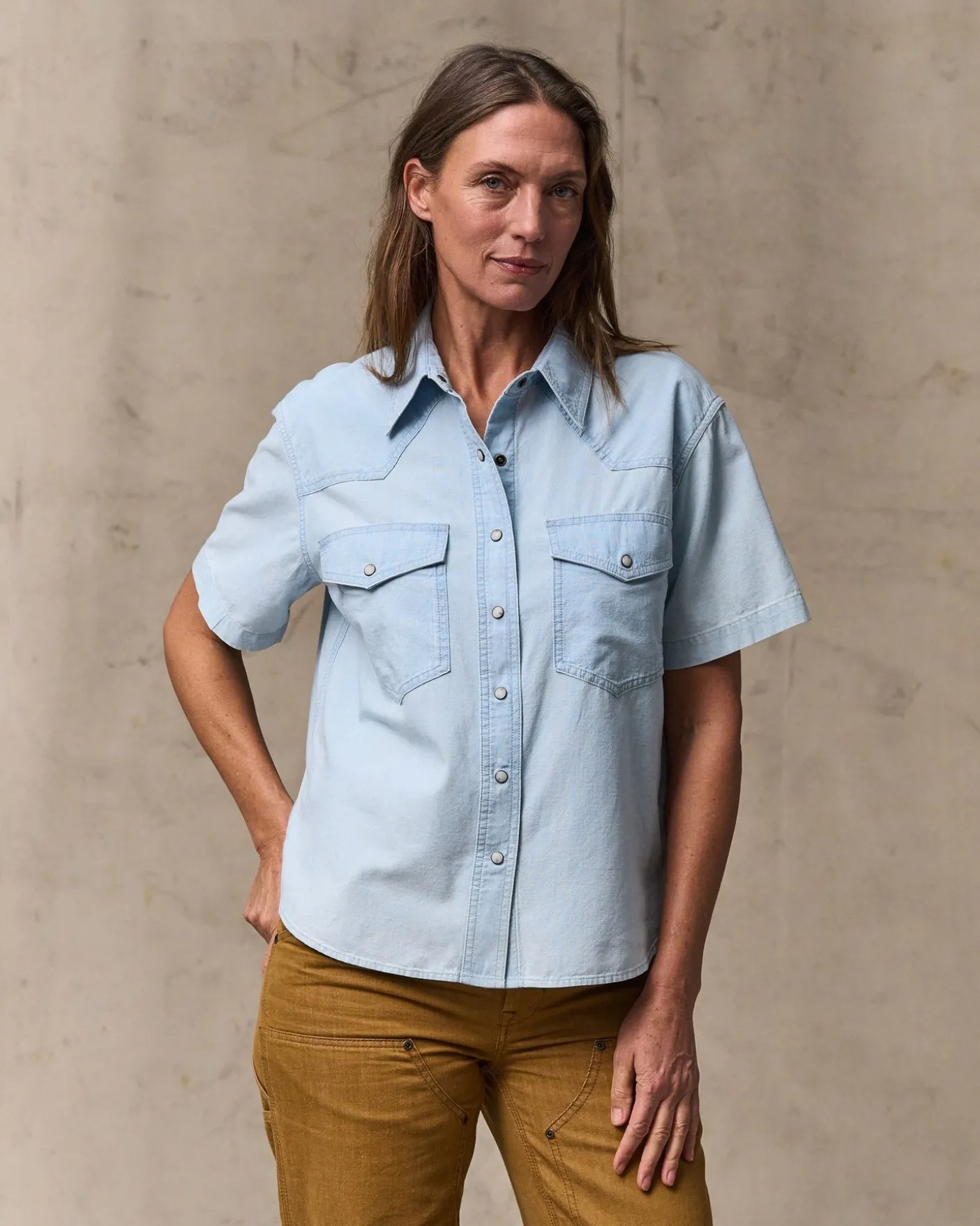 Women's Short Sleeve Chambray Western Shirt