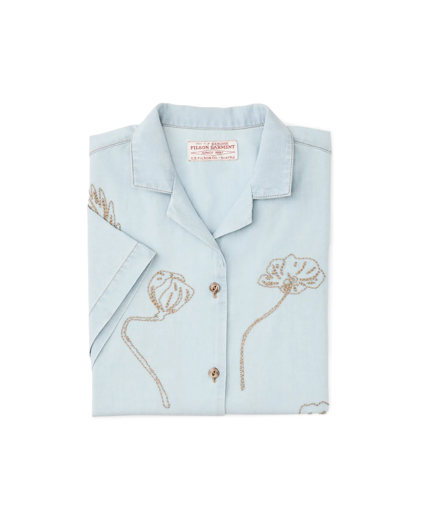 Women's Short Sleeve Embroidered Camp Shirt
